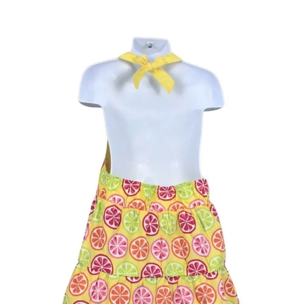 Sweet Summer Slices Girls Sundress-Backless Halter Fruit Theme Bright Colors